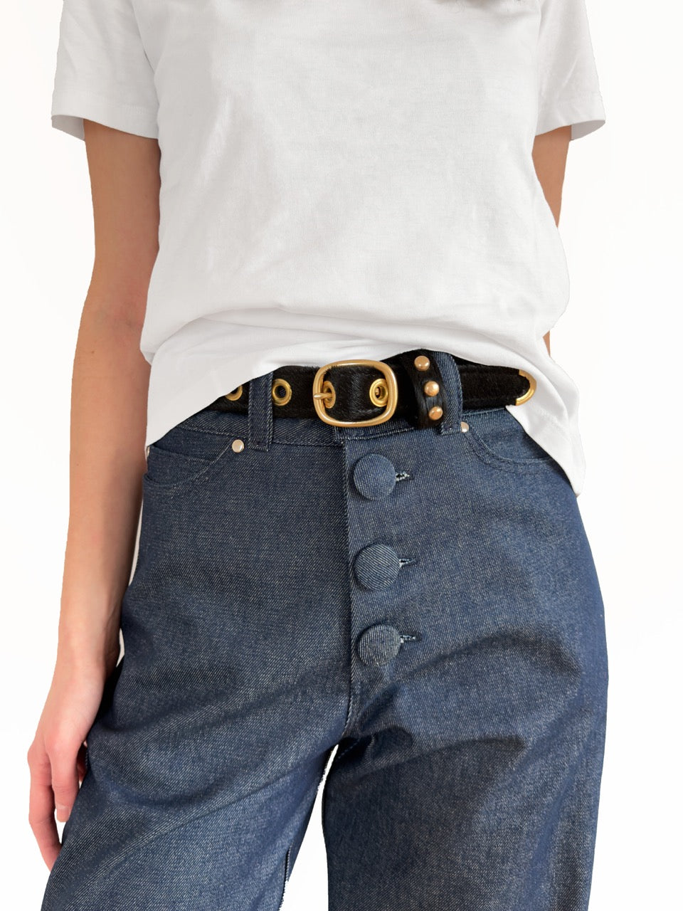 BLACK COW HAIR BELT