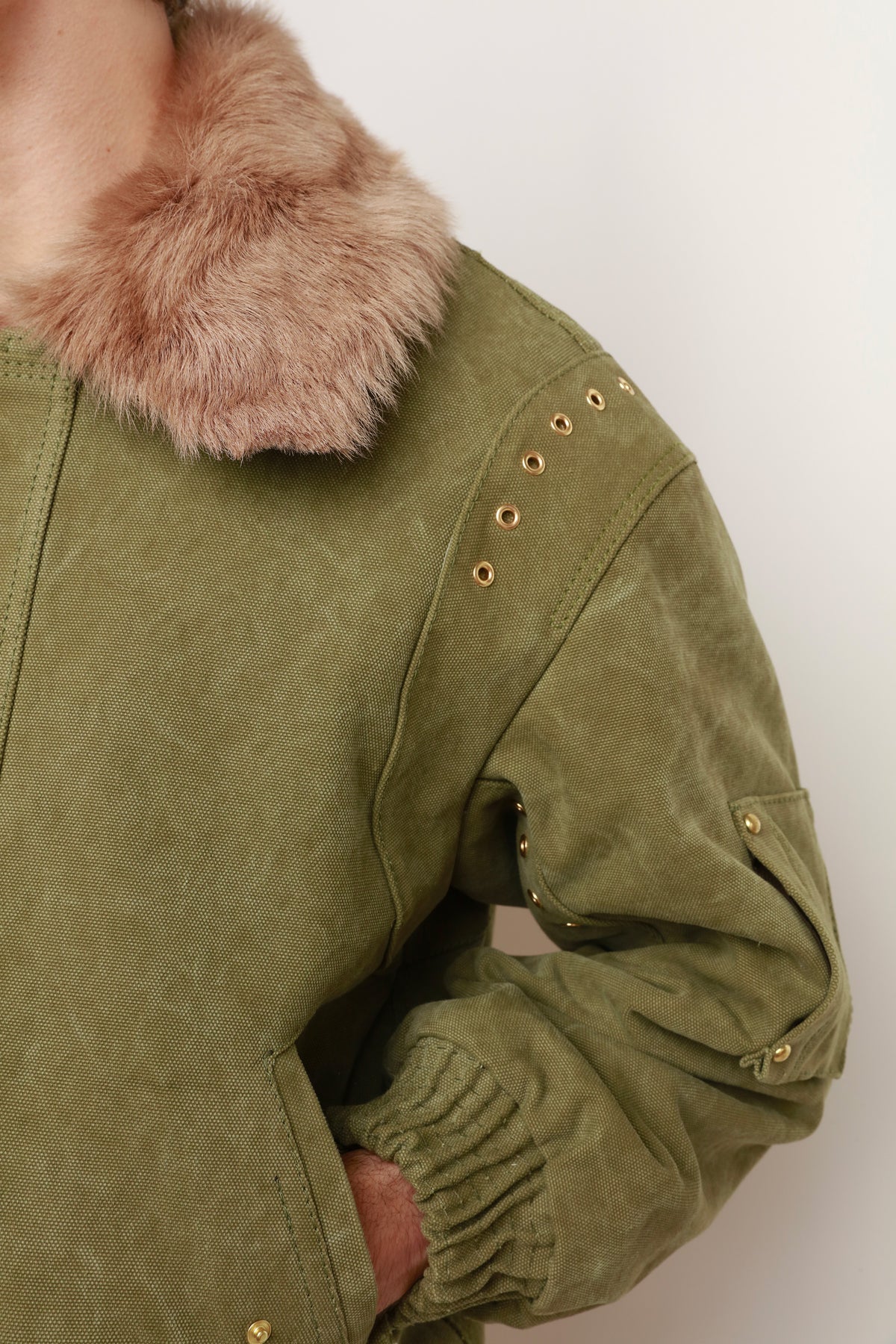 KHAKI CANVAS BOMBER