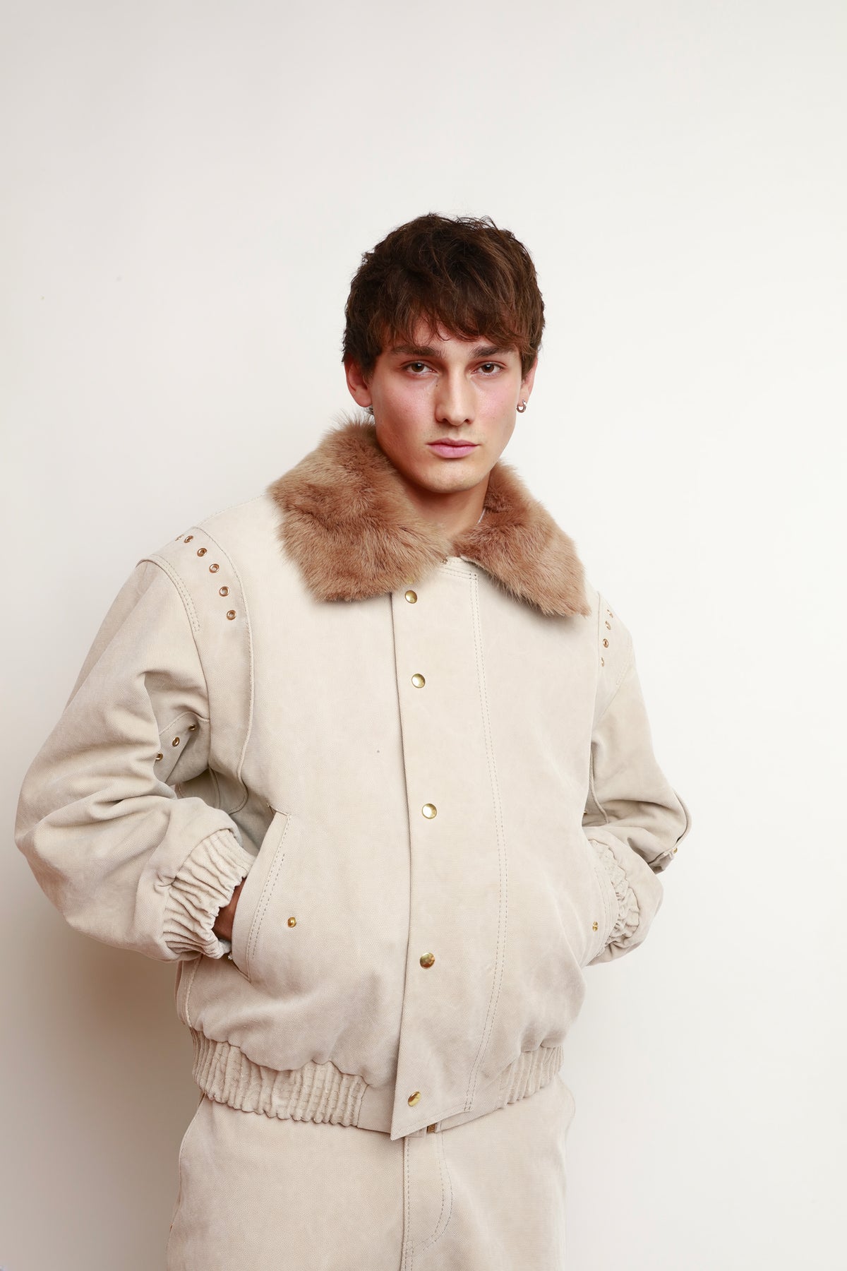 IVORY CANVAS BOMBER