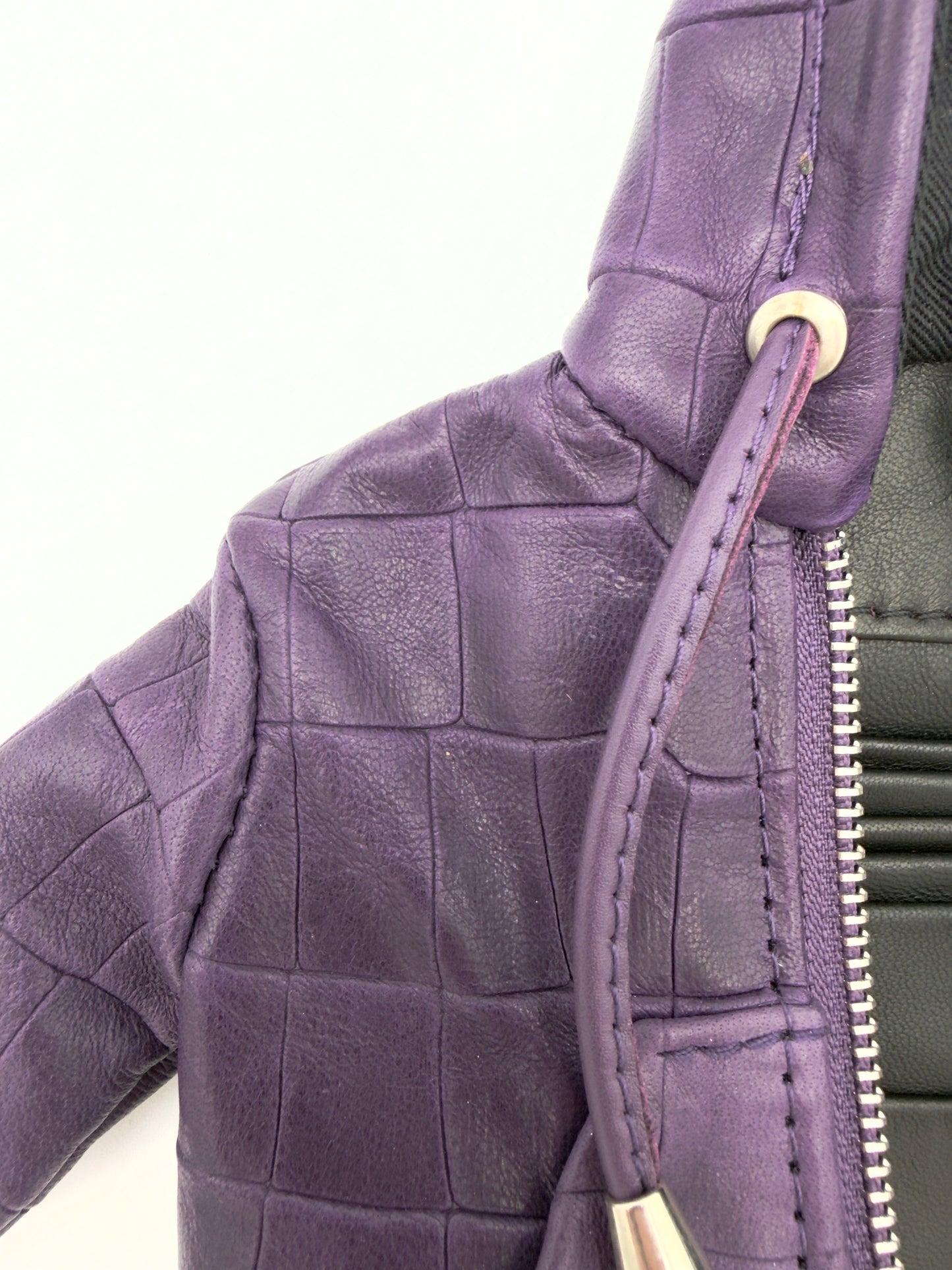 PURPLE CROCO LAMB LEATHER WALLET