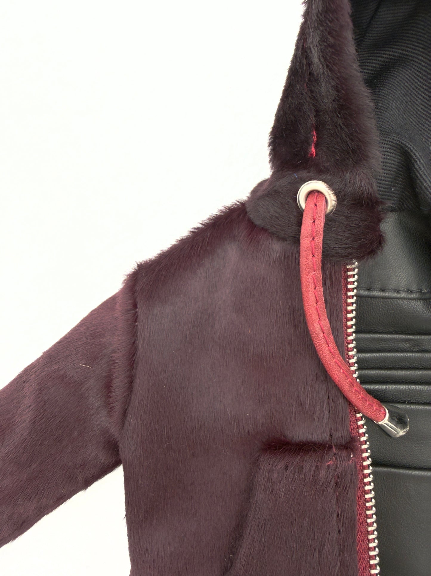 PORTEFEUILLE "PETIT BLOUSON" EN PONY BORDEAUX