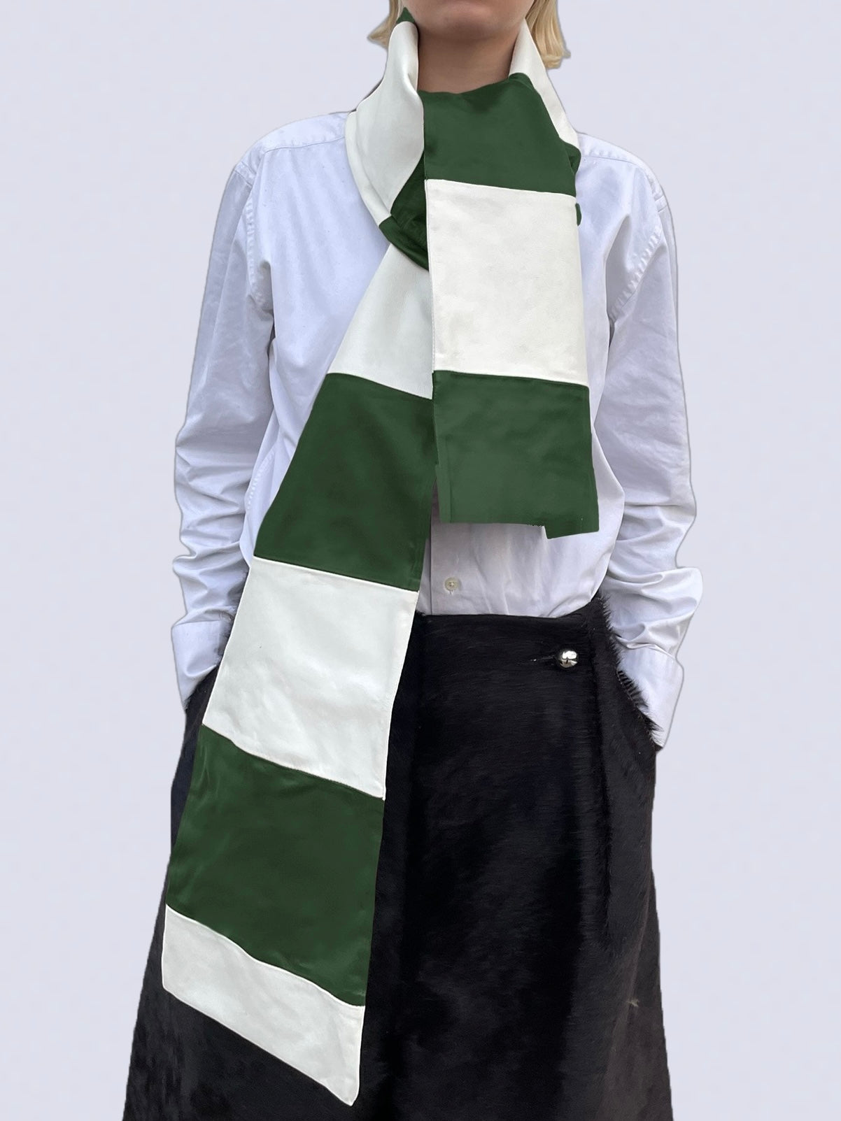 KHAKI STRIPED NAPPA SCARF