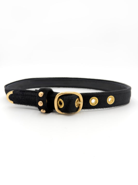 BLACK COW HAIR BELT