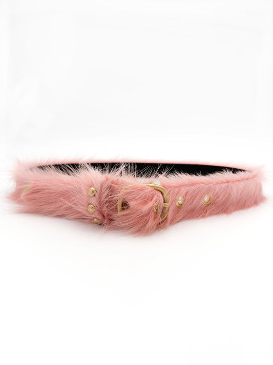 PINK LONG COW HAIR BELT