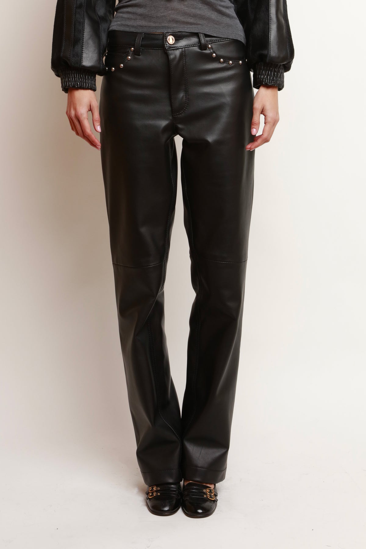LEATHER STUDDED PANTS