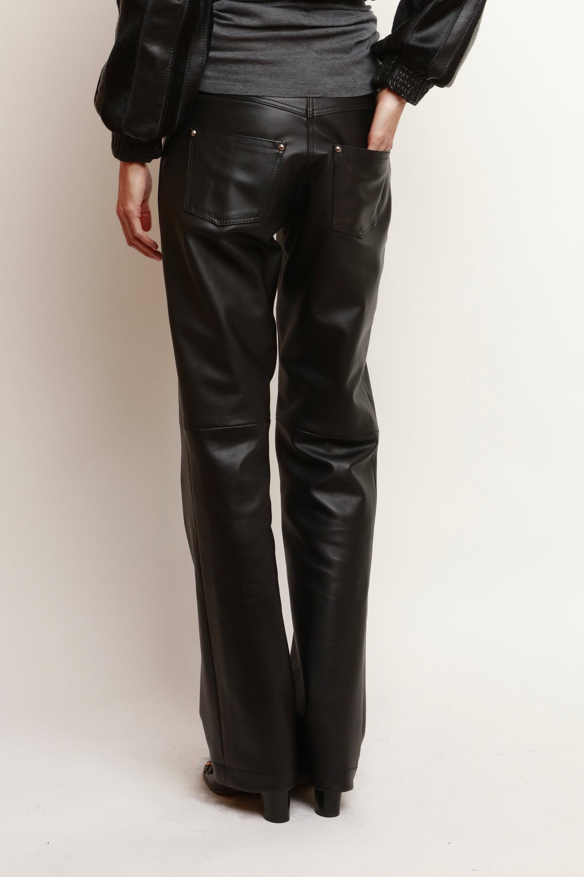 LEATHER STUDDED PANTS