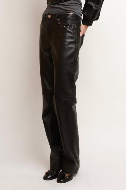LEATHER STUDDED PANTS