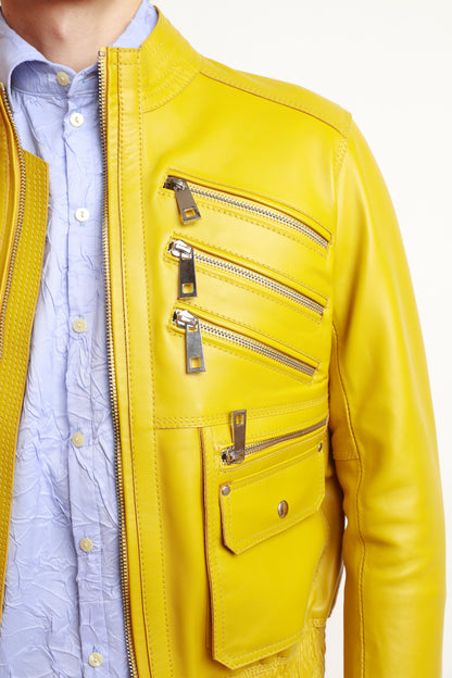 VESTE À ZIPS JAUNE