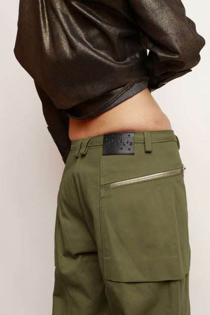 OLIVE ZIP UP PANTS