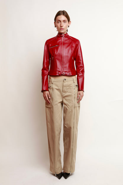RED BIKER JACKET