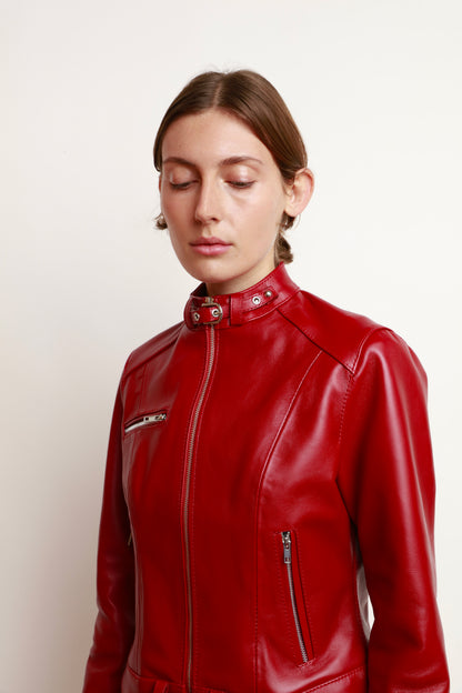 RED BIKER JACKET