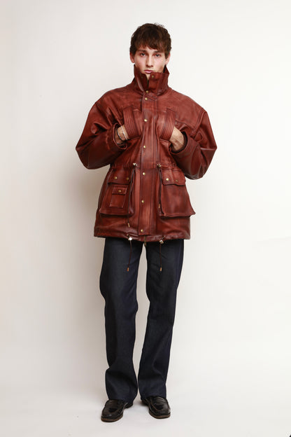 WASHED LEATHER PARKA