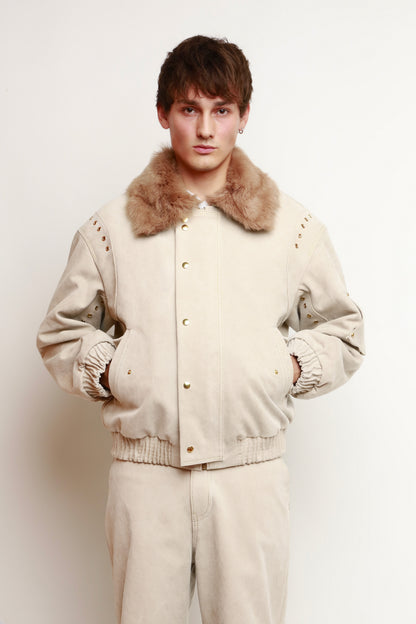IVORY CANVAS BOMBER