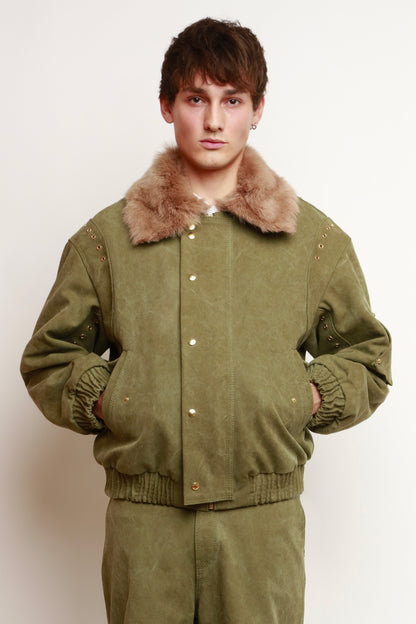 KHAKI CANVAS BOMBER