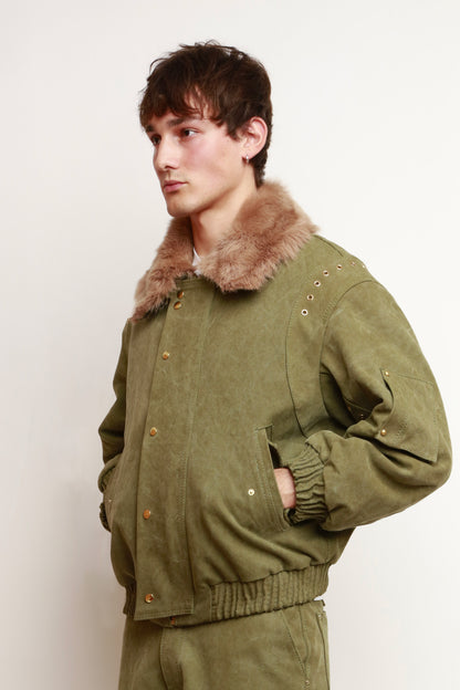 KHAKI CANVAS BOMBER