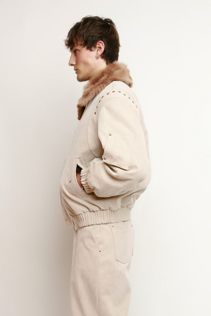 IVORY CANVAS BOMBER