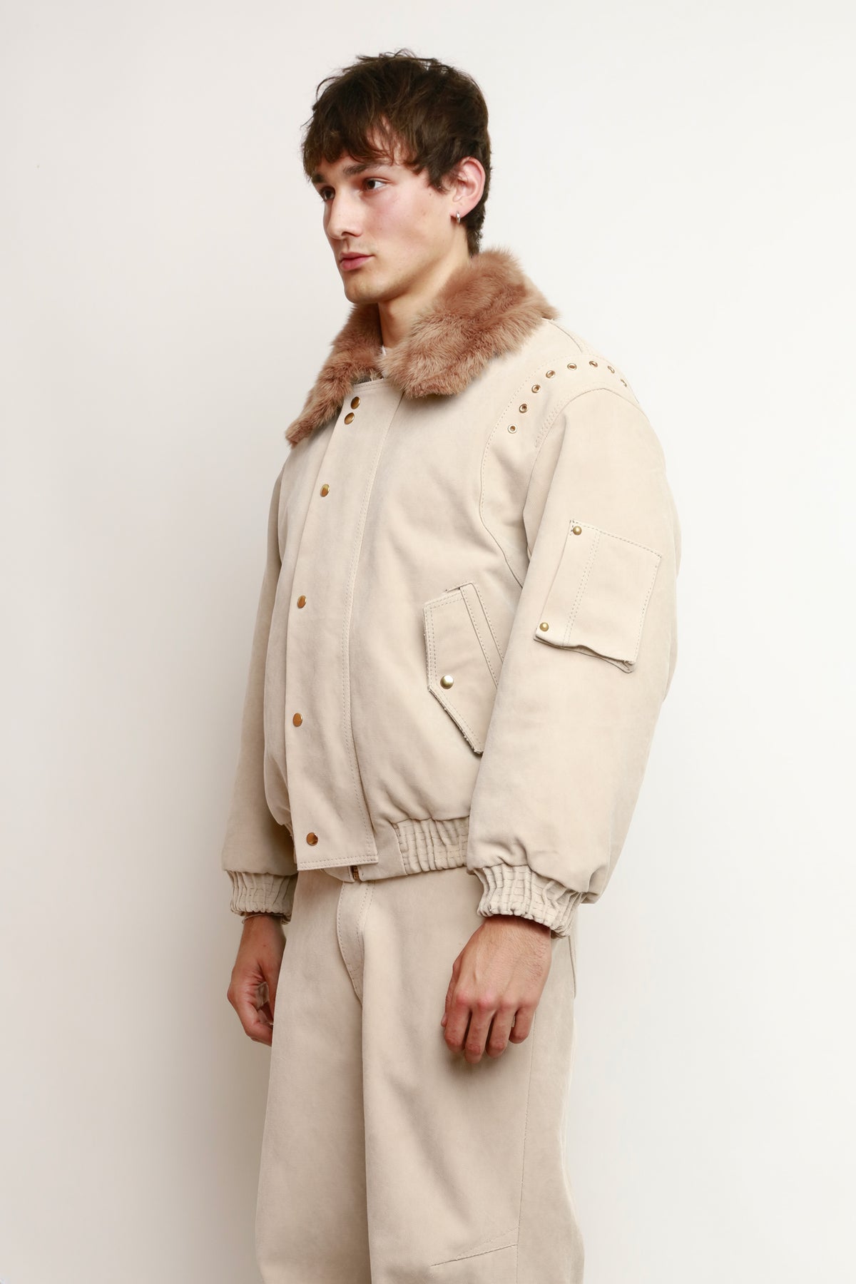 IVORY CANVAS BOMBER