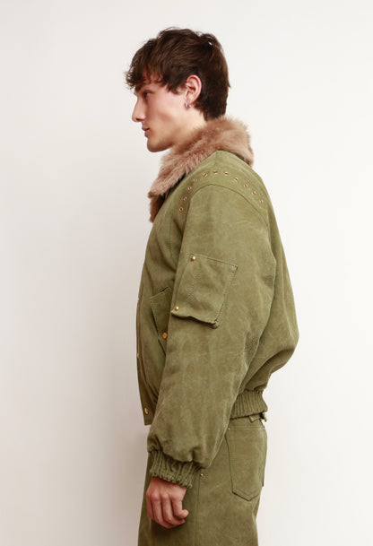 KHAKI CANVAS BOMBER