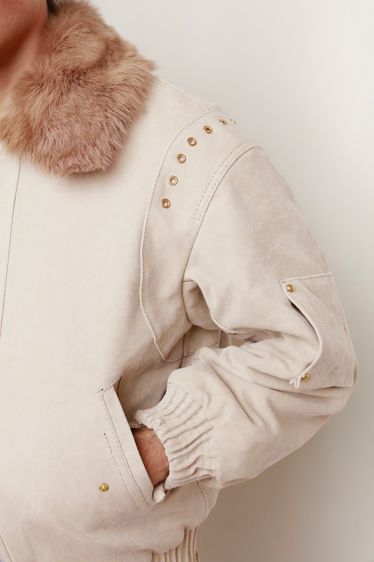 IVORY CANVAS BOMBER