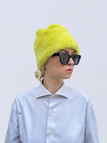 BRIGHT YELLOW SHEARLING NECKWARMER