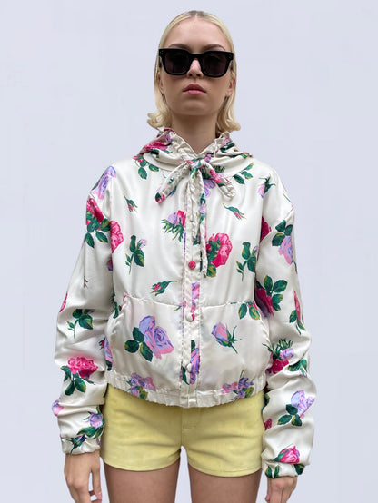 FLOWER SILK BOMBER JACKET