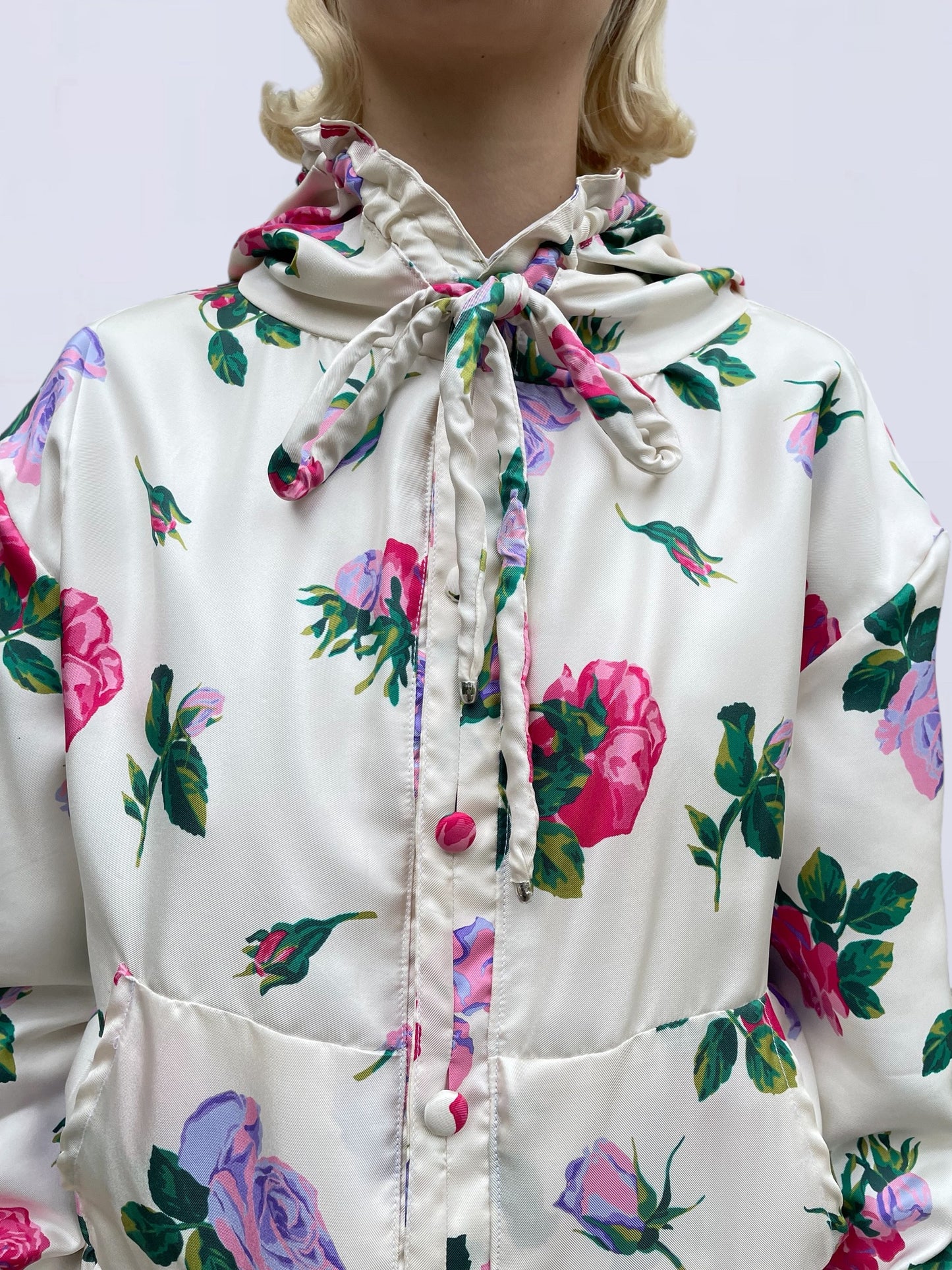 FLOWER SILK BOMBER JACKET