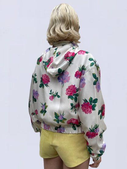 FLOWER SILK BOMBER JACKET