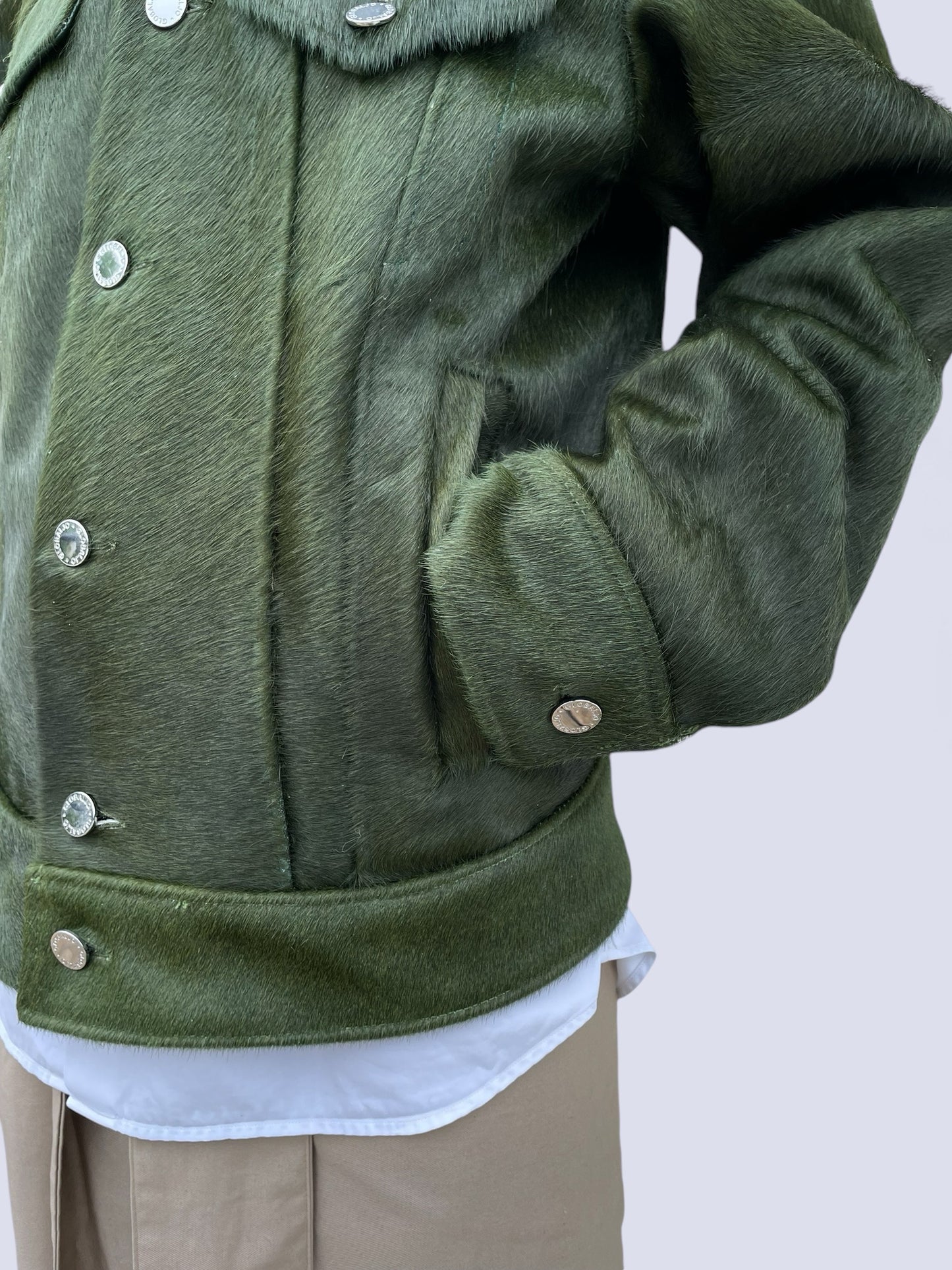 KHAKI COW HAIR JACKET