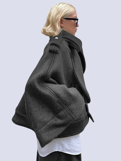 BLACK MOHAIR CAPE JACKET