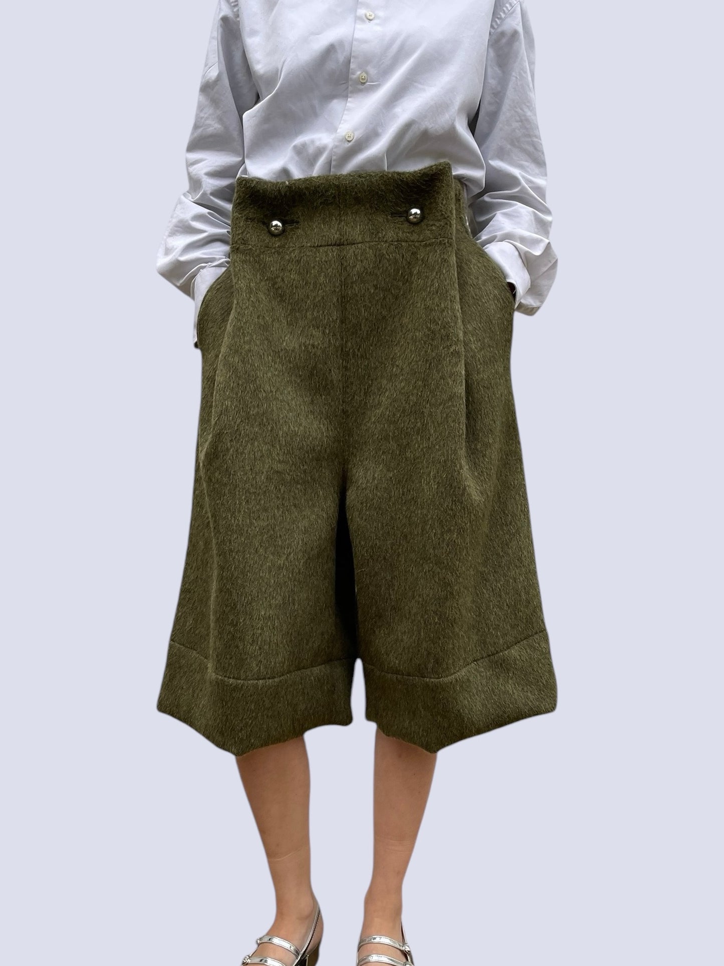 KHAKI MOHAIR WINTER SHORT