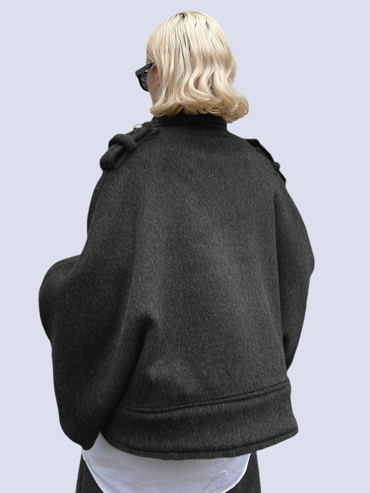 BLACK MOHAIR CAPE JACKET