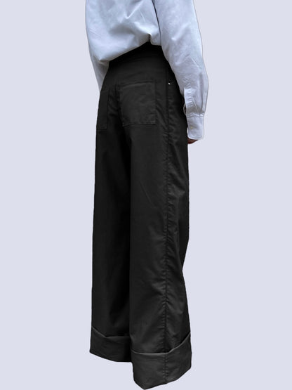 BLACK CANVAS BOW PANTS