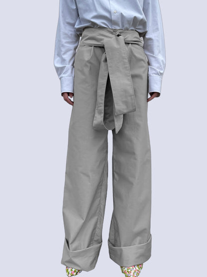 GREY CANVAS BOW PANTS