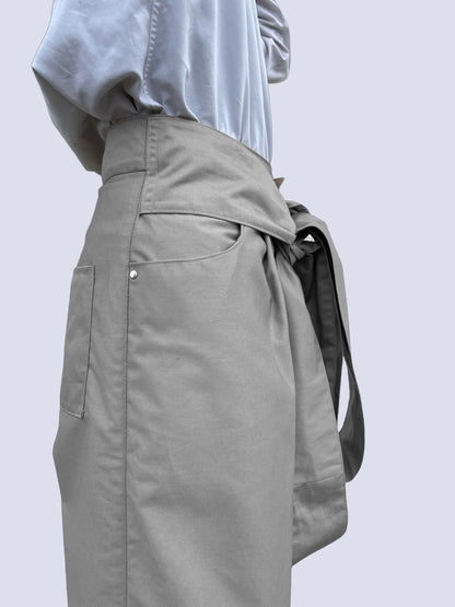 GREY CANVAS BOW PANTS