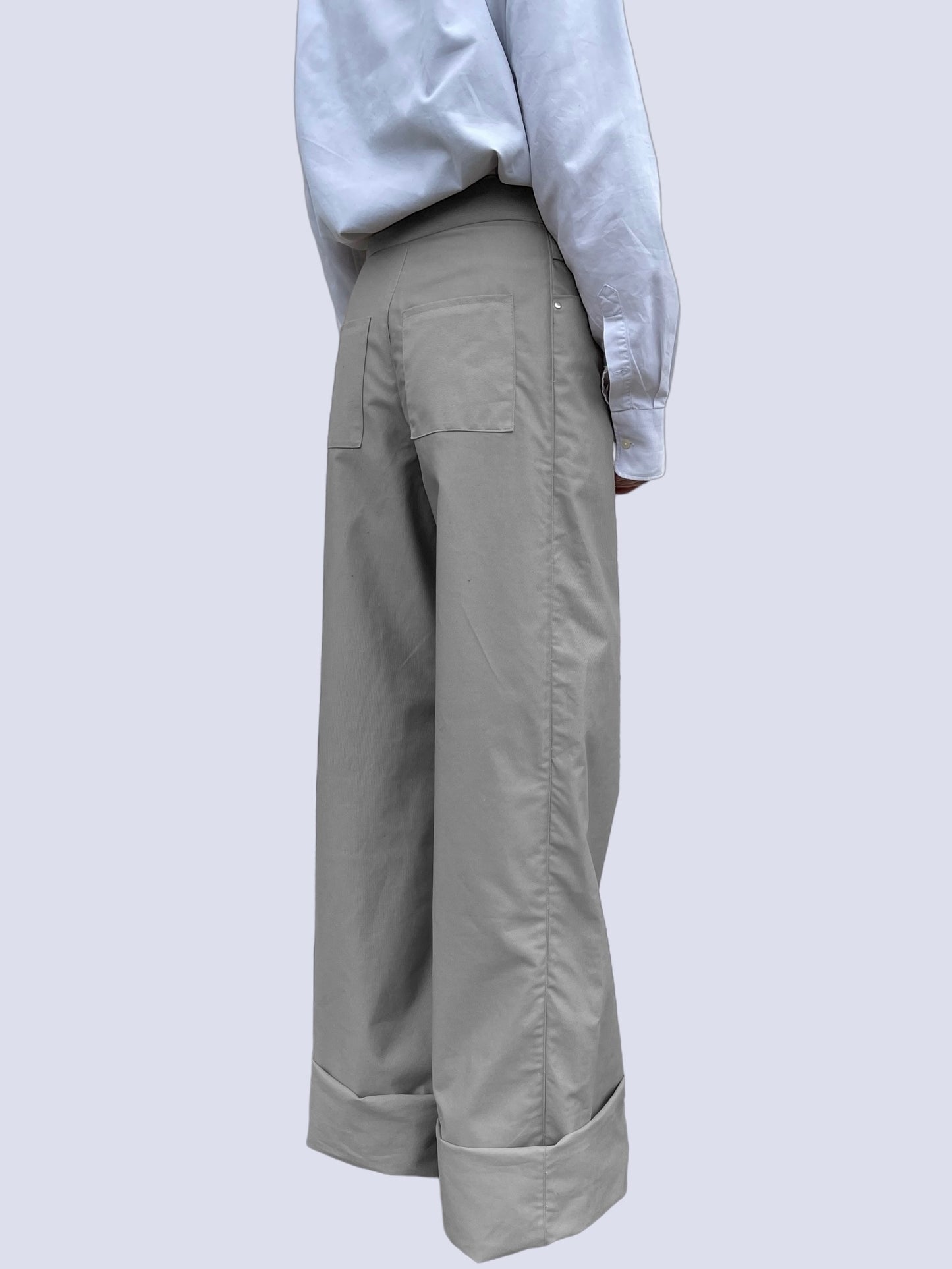 GREY CANVAS BOW PANTS