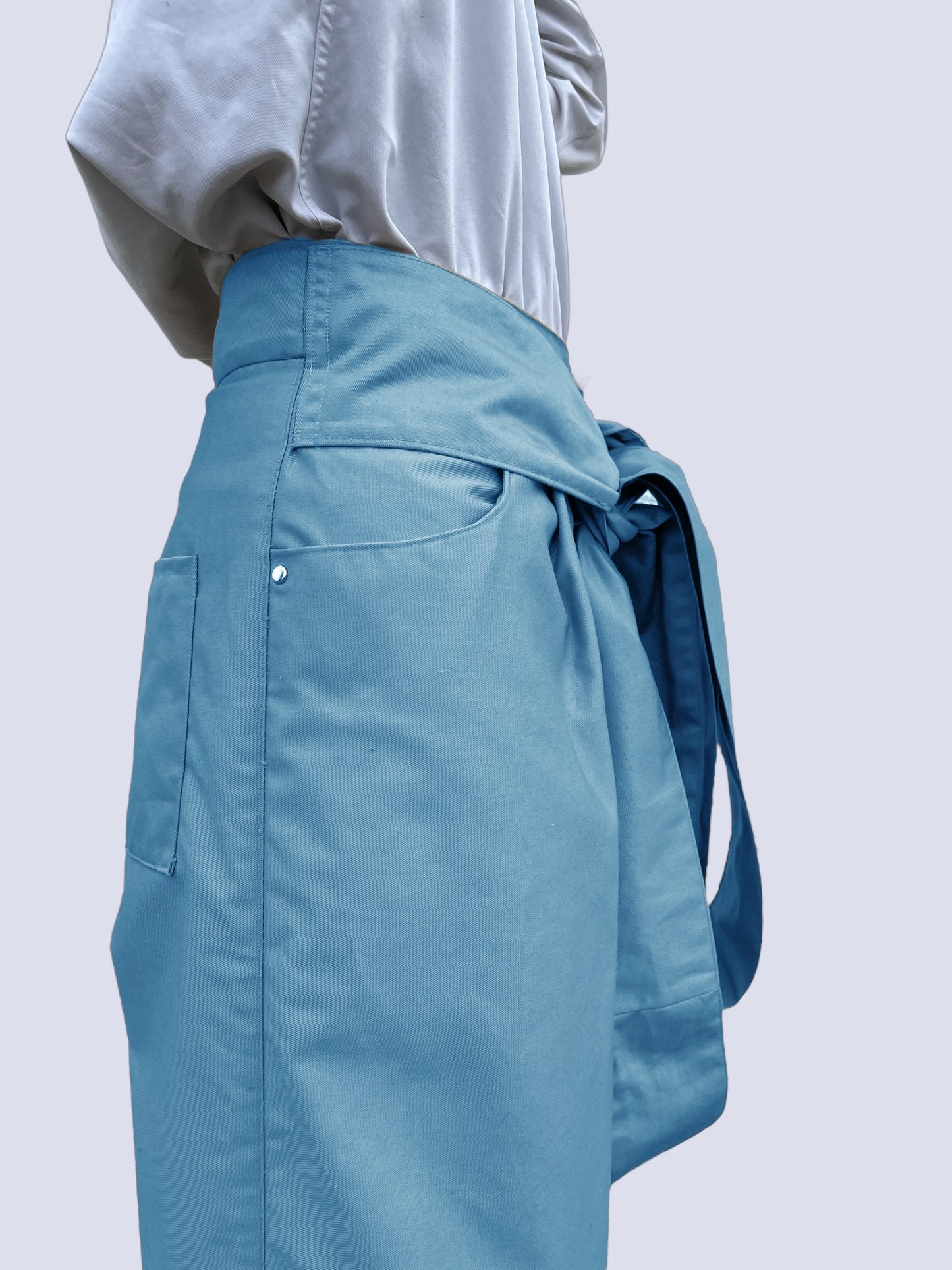 LIGHT BLUE CANVAS BOW PANTS