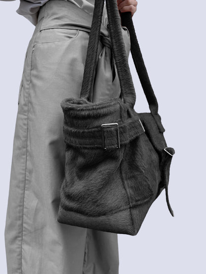 GREY COW HAIR WEEKENDER BAG