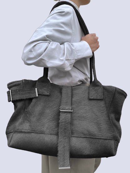 GREY COW HAIR WEEKENDER BAG