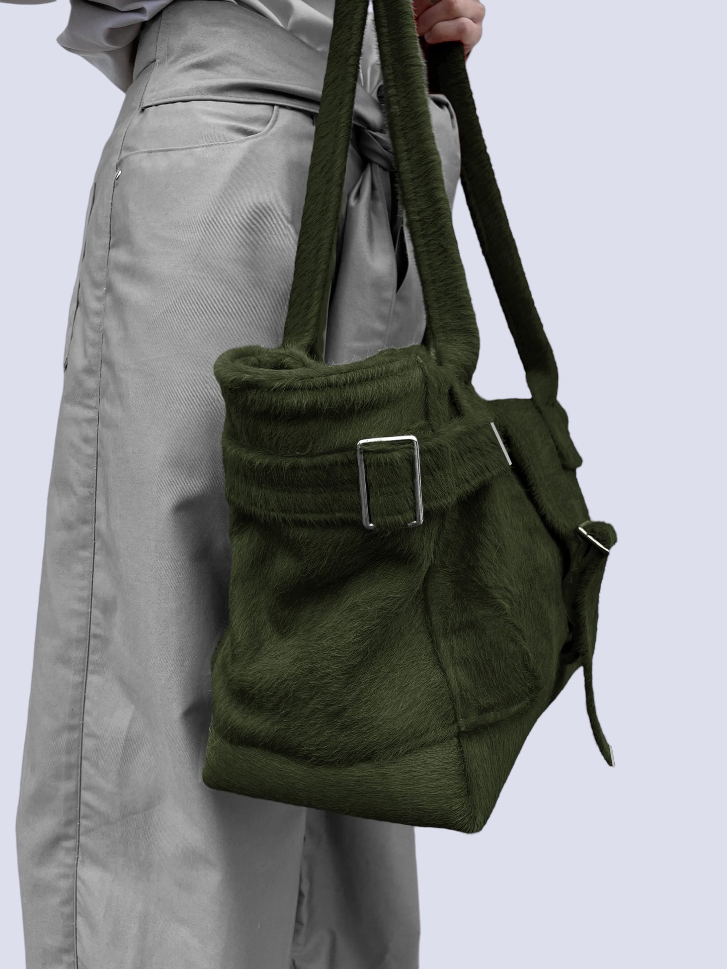 KHAKI COW HAIR WEEKENDER BAG