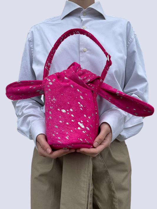 FUSHIA COW HAIR KNOT BAG