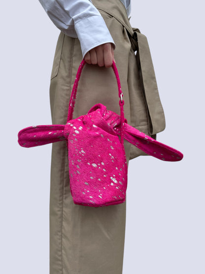 FUSHIA COW HAIR KNOT BAG