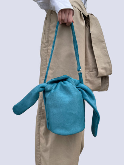 DUCK BLUE PONY HAIR KNOT BAG