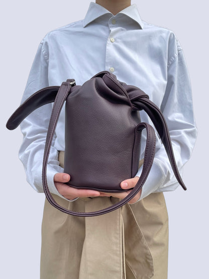 AUBERGINE LEATHER KNOT BAG