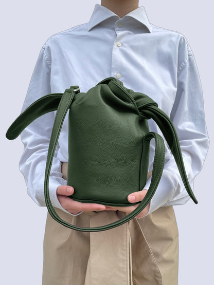 KHAKI LEATHER KNOT BAG