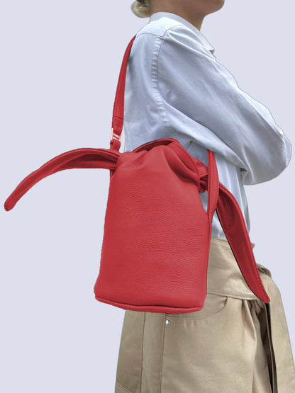 RED  LEATHER KNOT BAG