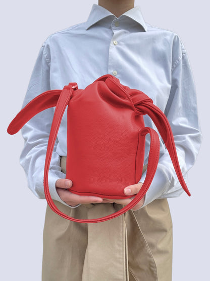 RED  LEATHER KNOT BAG