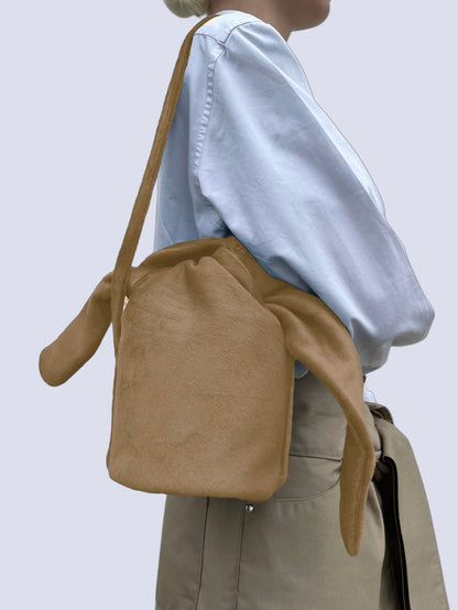 PALE BROWN PONY HAIR KNOT BAG