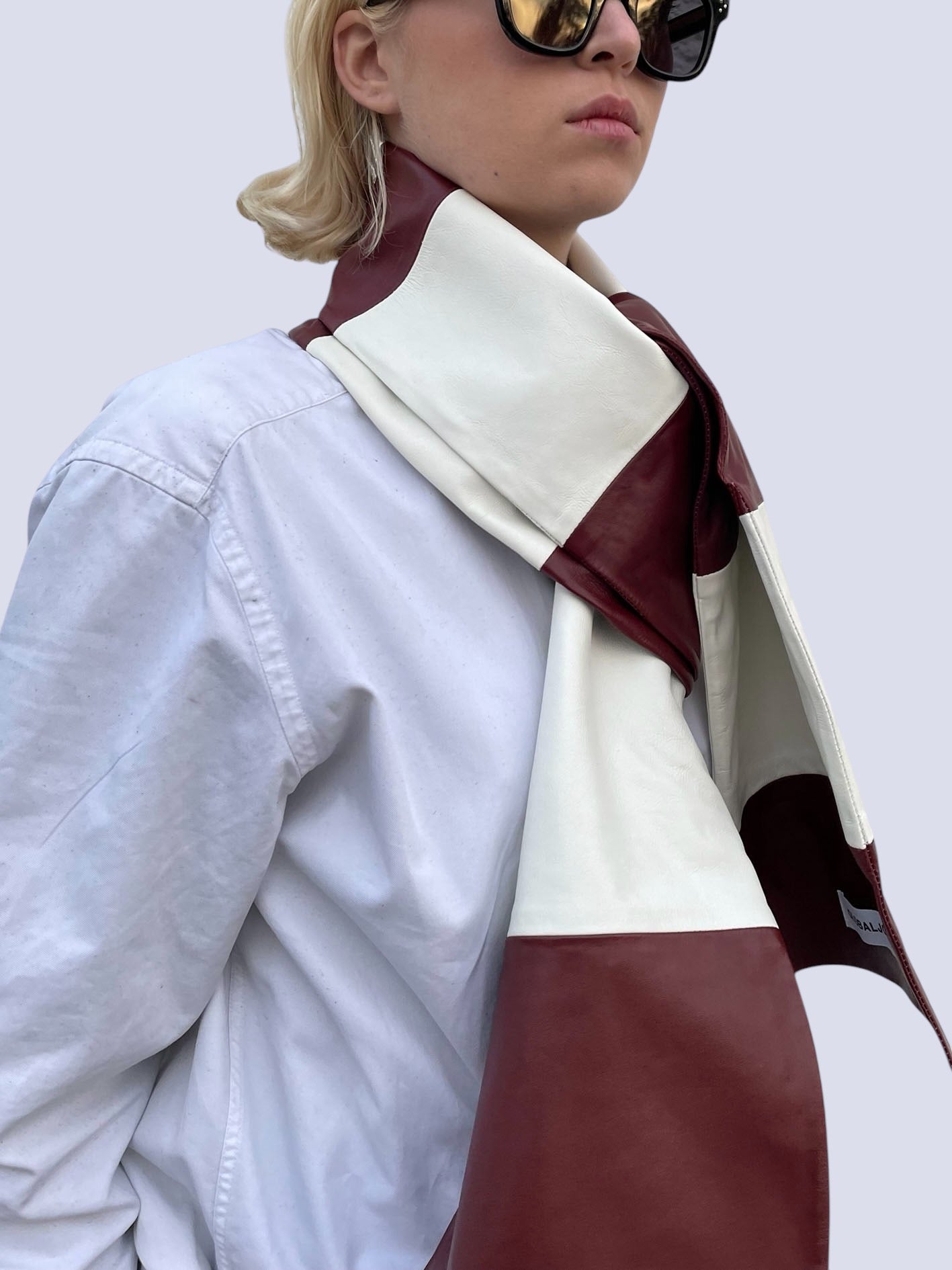 WINE STRIPED NAPPA SCARF