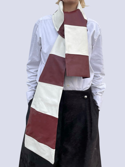 WINE STRIPED NAPPA SCARF