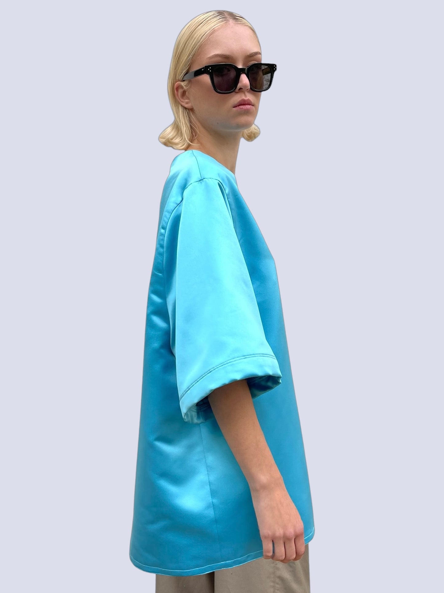 BABY BLUE DUCHESSE SATIN T-SHIRT